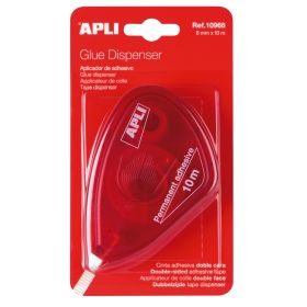 Apli Aplicador Adhesivo Doble Cara 8mm x 10m - Facil de Usar - Adhesivo Fuerte - Ideal para Manualidades y Proyectos Escolares - Transparente