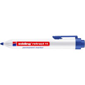 Edding Retract 11 Rotulador Permanente Retractil - Punta Redonda - Trazo entre 1.5 y 3mm - Recargable - Secado Rapido - Color Azul