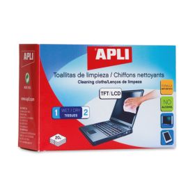 Apli Toallitas de Limpieza para Equipos Electronicos - Propiedades Antiestaticas - Incluye 20 Sobres con Toallita Humeda y Seca - sin Alcohol