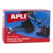 Apli Pinzas Abatibles 20x41mm - Clips de Acero Templado en Negro - Asas en Niquel - Caja de 12 - Sujecion Hasta 170 Hojas