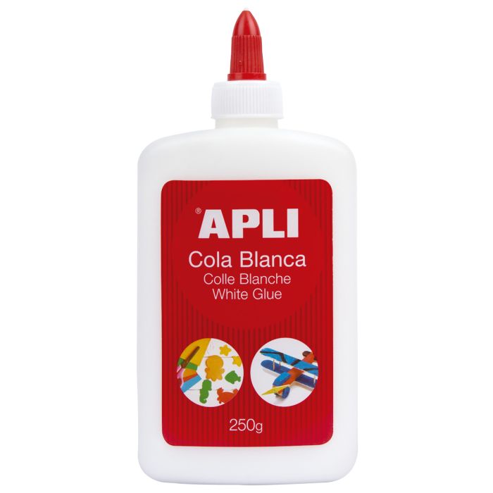 Apli Cola Blanca - 250g - Secado Rapido - Resistente al Agua - Ideal para Manualidades y Trabajos Escolares - Blanco