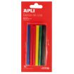 Apli Recambio de Barras de Adhesivo Termofusible - Ø7.5mmx10cm - 12 Barras en 6 Colores Surtidos - Adhesion Instantanea en Multiples Superficies - No Gotea - Compatible con Pistolas de Ø7.5mm