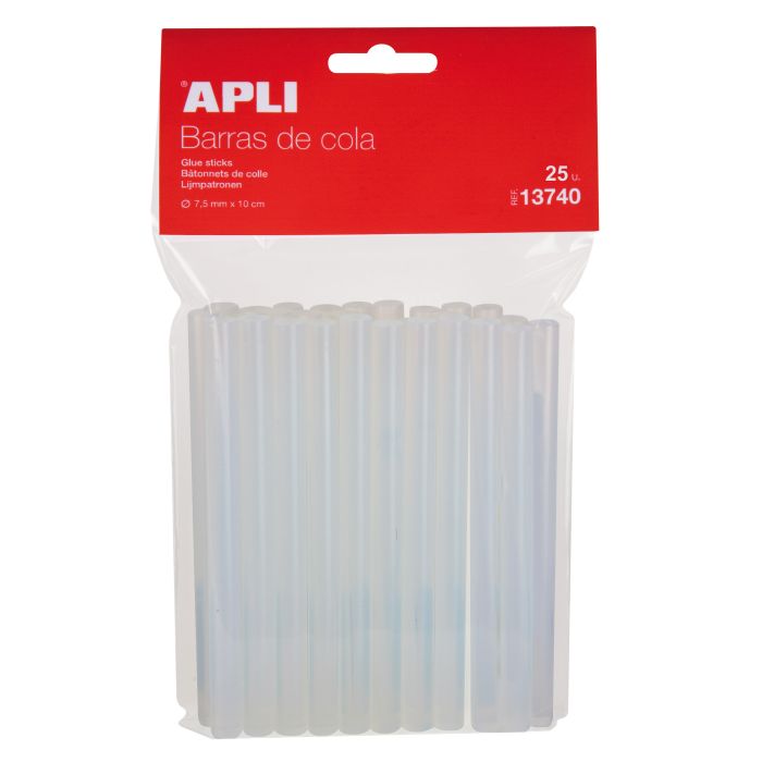 Apli Adhesivo Termofusible Ø7.5mmx10cm - Precision y Limpieza en tus Trabajos - No Gotea - Compatible con Pistolas Ø7.5mm - Pack Ahorro 25 Barras