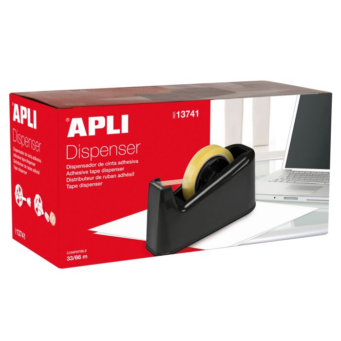 Apli Porta Cinta Trade - para Rollos de 33 y 66 - Facil de Usar y Transportar - Negro