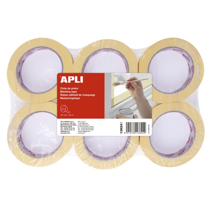 Apli Cinta Pintor 25mm x 45m - Adhesivo de Alta Resistencia - Facil de Cortar - Ideal para Pintura y Decoracion - Azul