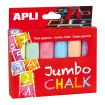 Apli Tizas Redondas Jumbo de Colores Surtidos - Tamaño Ø 25 x 105mm - Fabricadas con Sulfato de Calcio Bajo en Residuo - Ideales para Escribir, Dibujar y Colorear en Pizarras y Pavimentos - Aptas para Uso Escolar