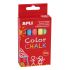 Apli Tizas Redondas de Colores Surtidos - Pack de 10 Tizas de Ø 9 x 80mm - sin Polvo - Ideales para Escribir, Dibujar y Colorear en Pizarras y Pavimentos - Aptas para Uso Escolar