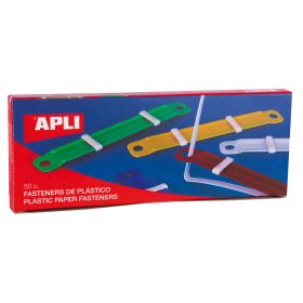 Apli Fasteners de Plastico con Lengüeta - Tamaño 90x12mm - Cierre Compresor - Colores Surtidos - Ideal para Organizar Papel