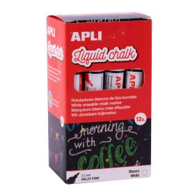 Apli Rotulador de Tiza Liquida - Punta Redonda de 5.5mm - Ideal para Pizarras, Plastico, Ventanas, Ceramica, Vinilos, Metal, Etc - Facil de Borrar - Secado Rapido - Uso Sencillo