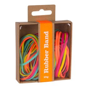Apli Fluor Collection Gomas Elasticas - 25gr - Caja Kraft con Eurohole - Colores Fluorescentes: Fucsia, Amarillo, Naranja y Turquesa - Pack de Recambio para Expositor Ref 15146