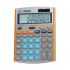 Milan Calculadora de 12 Digitos - Pantalla de 3 Lineas - 3 Teclas de Memoria - Calculo de Margenes - Funcion Impuestos, Tiempo y Conversor de Moneda - Color Gris y Naranja