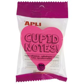 Apli Notas Adhesivas Corazon 70x70mm - Bloc 200 Hojas - 4 Colores Surtidos - Fluorescentes