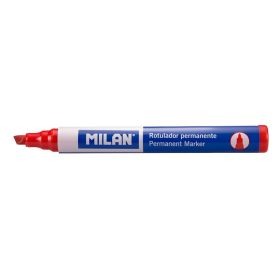 Milan Rotuladores Permanentes Punta Biselada - Punta 1 - 4mm - Tinta a Base de Alcohol - Color Rojo