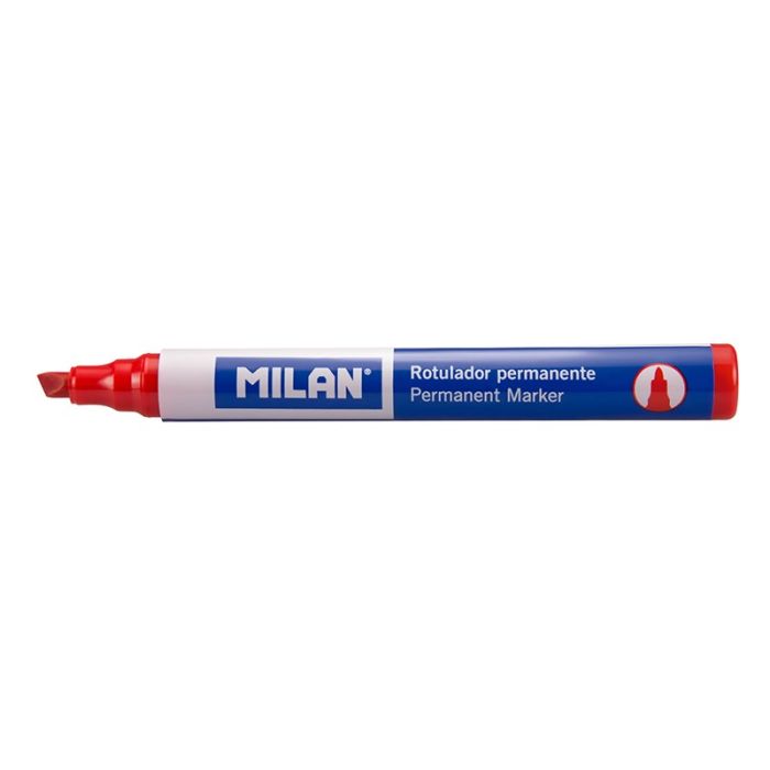 Milan Rotuladores Permanentes Punta Biselada - Punta 1 - 4mm - Tinta a Base de Alcohol - Color Rojo