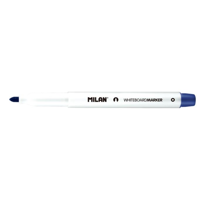 Milan Rotuladores para Pizarra Blanca con Punta Redonda - Punta 3.7 mm - Tinta a Base de Alcohol - Borrable en Seco - Color Azul