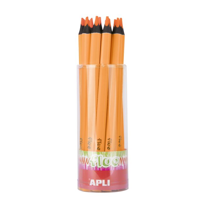 Apli Lapices Jumbo Fluor Naranja - Triangulares de 5mm - Mejor Sujecion y Cobertura - Pack de 18 Unidades - Formato para Expositor