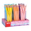 Apli Expositor de Lapices Jumbo Pastel - 108 Lapices de 5mm - Madera Triangular para Niños - 10mm de Diametro y 170mm de Largo - 6 Colores Pastel Surtidos
