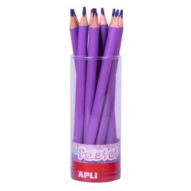 Apli Lapices Jumbo Pastel Lila - Mina 5mm - Forma Triangular para Niños - 10mm Diametro - 170mm Largo - Pack 18 Unidades - Expositor Jumbo Pastel