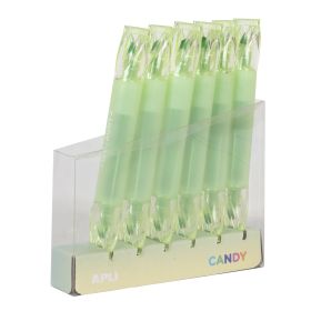 Apli Subrayadores Caramelo Verde - Doble Punta: 5mm Plana y 2mm Redonda - Refill Pack de 6 - Ideal para Agendas, Libretas y Calendarios