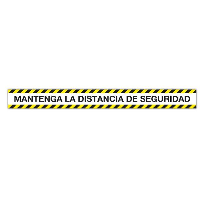 Apli Tira de Señalizacion Adhesiva "Mantenga Distancia de Seguridad" - 1000x100mm - Film de PVC de 100 Micras con Barniz Mate Protector - Adhesivo Solvente de Alta Resistencia