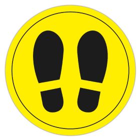 Apli Circulo Señalizacion Adhesivo Ilustracion Zapatos Ø30mm - Acabado Mate - Adhesivo Solvente Alta Resistencia - Color Amarillo/Negro - Film PVC 100 Micras con Imprimacion