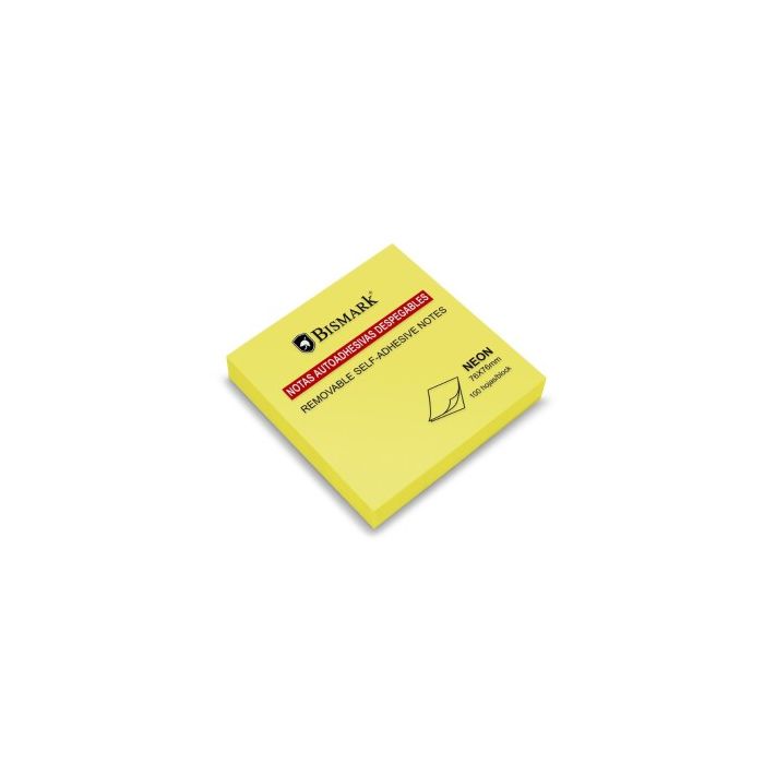 Bismark Bloc de 100 Notas Adhesivas 76x76mm - Color Amarillo Neon