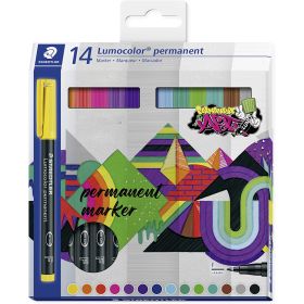 Staedtler Pack de 14 Rotuladores Permanentes - Trazo 0.6mm - Resistente a las Manchas y al Agua - Secado Rapido - Colores Surtidos
