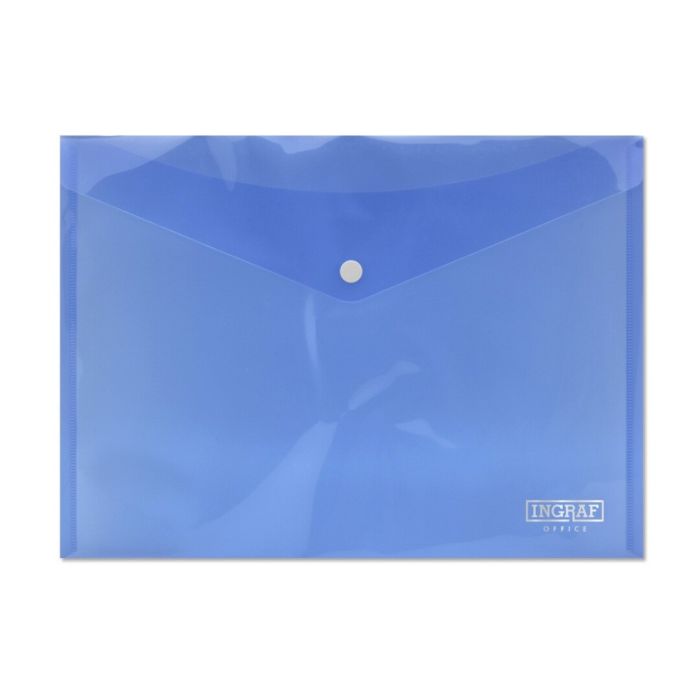 Ingraf Sobre con Cierre de Broche - Polipropileno - Tamaño A4 - Color Azul