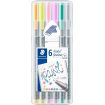 Staedtler Triplus Fineliner 334 Pack de 6 Rotuladores de Punta Fina - Trazo 0.3mm Aprox - Tinta Base de Agua - Colores Surtidos