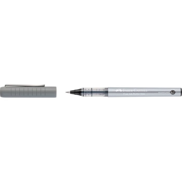 Faber-Castell Roller Free Ink Boligrafo de Tinta Liquida - Punta Conica 0,7mm - Ancho de Linea Fino - Clip de Metal - Color Negro