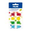 Milan Bloc de 140 Puntos de Pagina de Colores Transparentes - Plastico - Removibles - Medidas 45mm x 12mm - Colores Surtidos