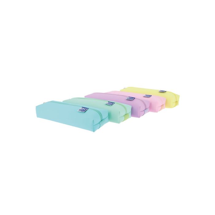 Oxford Kangoo Live & Go Estuche Rectangular Mediano - Goma Elastica para unirlo al Cuaderno - Colores Surtidos Pastel