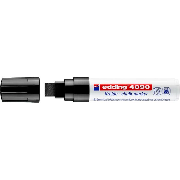 Edding 4090 Rotulador de Tiza Liquida - Punta Biselada - Trazo entre 4 y 15mm - Olor Neutro - Color Negro