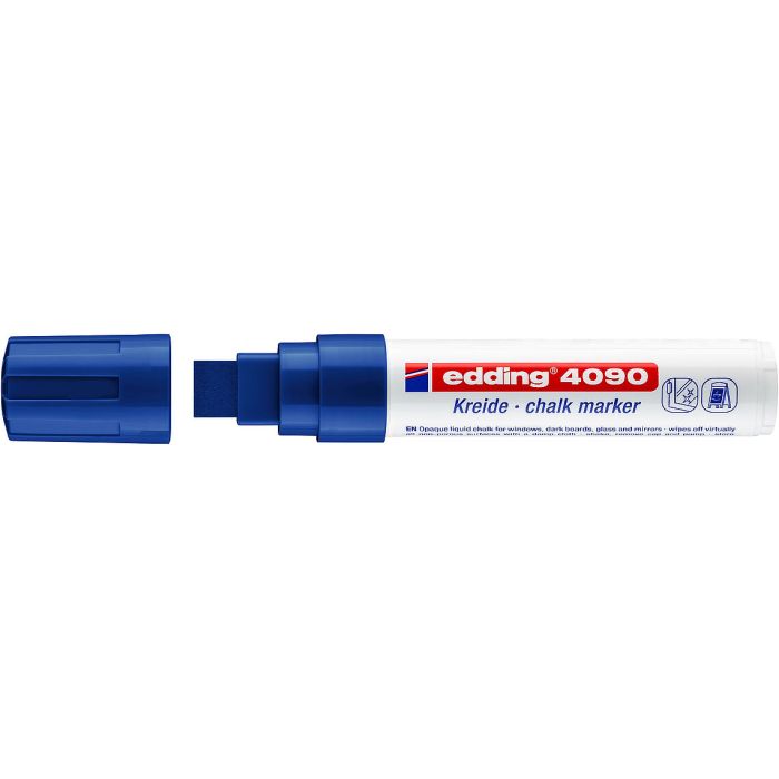Edding 4090 Rotulador de Tiza Liquida - Punta Biselada - Trazo entre 4 y 15mm - Olor Neutro - Color Azul