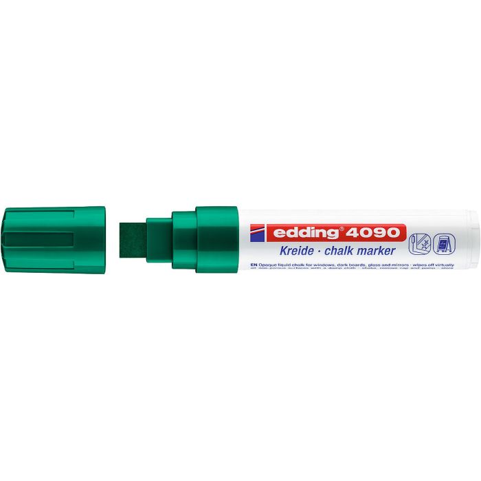 Edding 4090 Rotulador de Tiza Liquida - Punta Biselada - Trazo entre 4 y 15mm - Olor Neutro - Color Verde