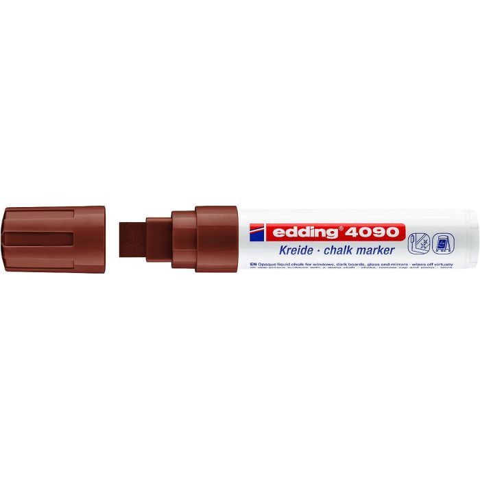 Edding 4090 Rotulador de Tiza Liquida - Punta Biselada - Trazo entre 4 y 15mm - Olor Neutro - Color Marron