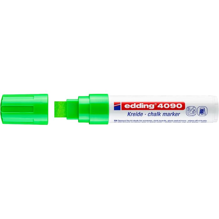 Edding 4090 Rotulador de Tiza Liquida - Punta Biselada - Trazo entre 4 y 15mm - Olor Neutro - Color Verde Claro