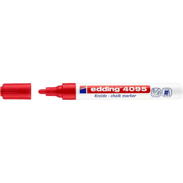Edding 4095 Rotulador de Tiza Liquida - Punta Redonda - Trazo entre 2 y 3mm - Olor Neutro  - Color Rojo