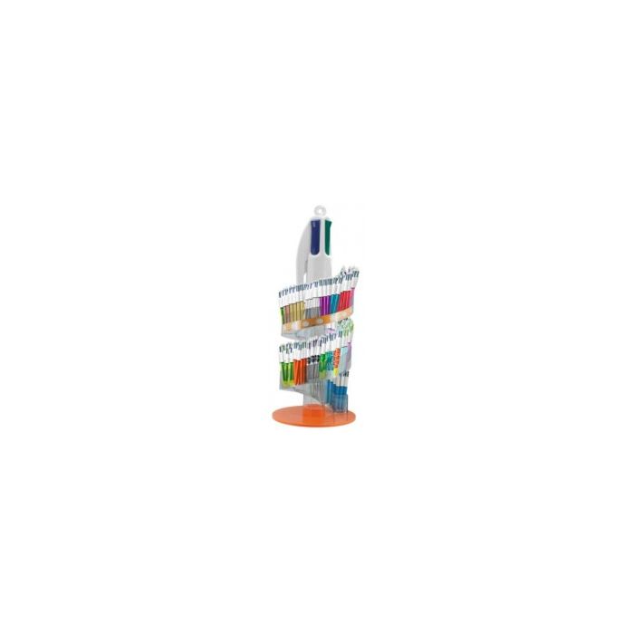Bic 4 Colours Expositor de 216 Boligrafos de Bola Retractiles - Punta Media de 1.0mm - Tinta con Base de Aceite - 4 Colores - Diseños Surtidos