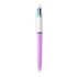 Bic 4 Colours Fun Boligrafo de Bola Retractil - Punta Media de 1.0mm - Tinta con Base de Aceite - Tinta de Colores: Rosa, Morado, Turquesa y Verde Lima - Cuerpo Lila/Blanco