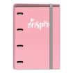 Dohe Serie Pastel Carpeta de 4 Anillas Formato A4 con Recambio de 100 Hojas - 4 Separadores de Colores - Cierre con Goma Elastica - Anillas de 35mm - Color Rosa Pastel