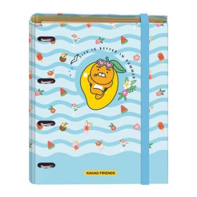 Dohe Kakao Friends Summer Holiday Carpeta de 4 Anillas Formato A4 con Recambio de 100 Hojas - 4 Separadores de Colores - Cierre con Goma Elastica - Anillas de 35mm