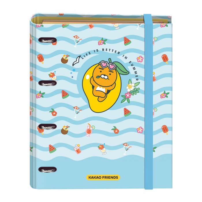 Dohe Kakao Friends Summer Holiday Carpeta de 4 Anillas Formato A4 con Recambio de 100 Hojas - 4 Separadores de Colores - Cierre con Goma Elastica - Anillas de 35mm