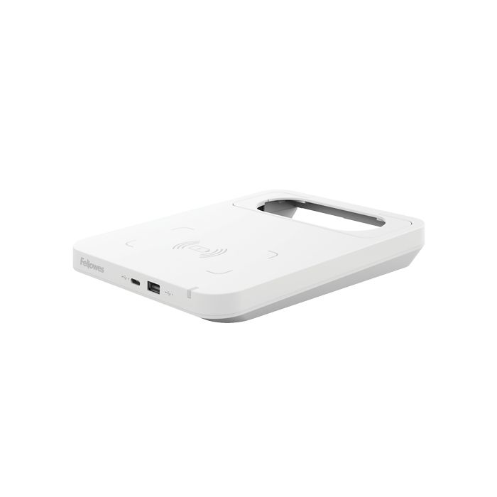 Fellowes Tallo Cargador Inalambrico - 2 Puertos USB - Carga Rapida - Color Blanco
