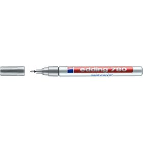 Edding 780 Rotulador Permanente de Tinta Opaca - Punta Redonda - Trazo 0.8mm - Puntas de Recambio Disponibles - Secado Rapido - Color Plata
