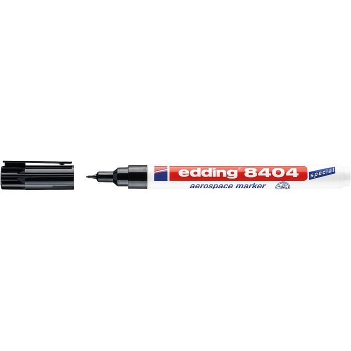 Edding 8404 Rotulador Aeroespacial Permanente - Escribe sobre Metal - Punta Redonda - Trazo 0.75mm - Resistente al Agua, Desgaste y al Roce - Secado Rapido - Color Negro