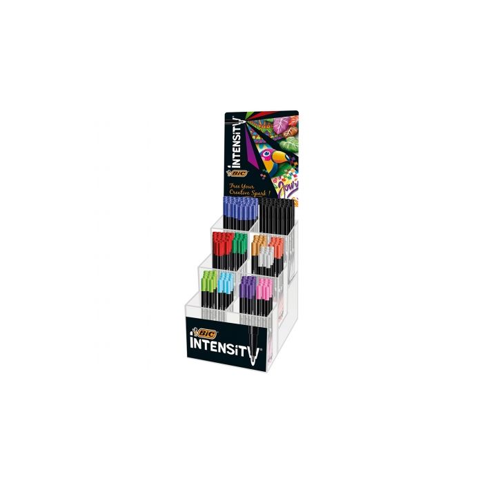 Bic Intensity Fine Expositor de 192 Rotuladores - Punta Fina de 0.8mm - Trazo de 0.4mm - Colores Surtidos