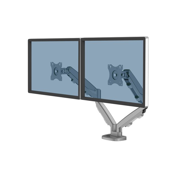 Fellowes Eppa Brazo para Monitor Doble - Hasta 39" y 8kg - Ajustable con Muelle de Gas - Color Plata