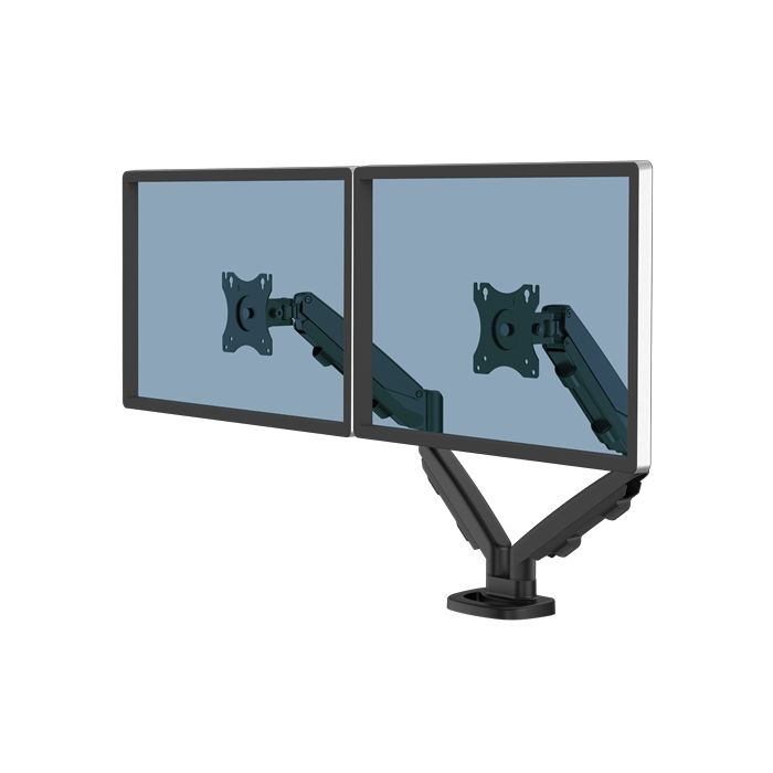 Fellowes Eppa Brazo para Monitor Doble - Hasta 39" y 8kg - Ajustable con Muelle de Gas - Sistema de Gestion de Cables - Color Negro
