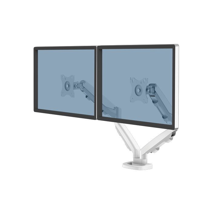 Fellowes Eppa Brazo para Monitor Doble - Hasta 39" y 8kg - Ajustable con Muelle de Gas - Color Blanco